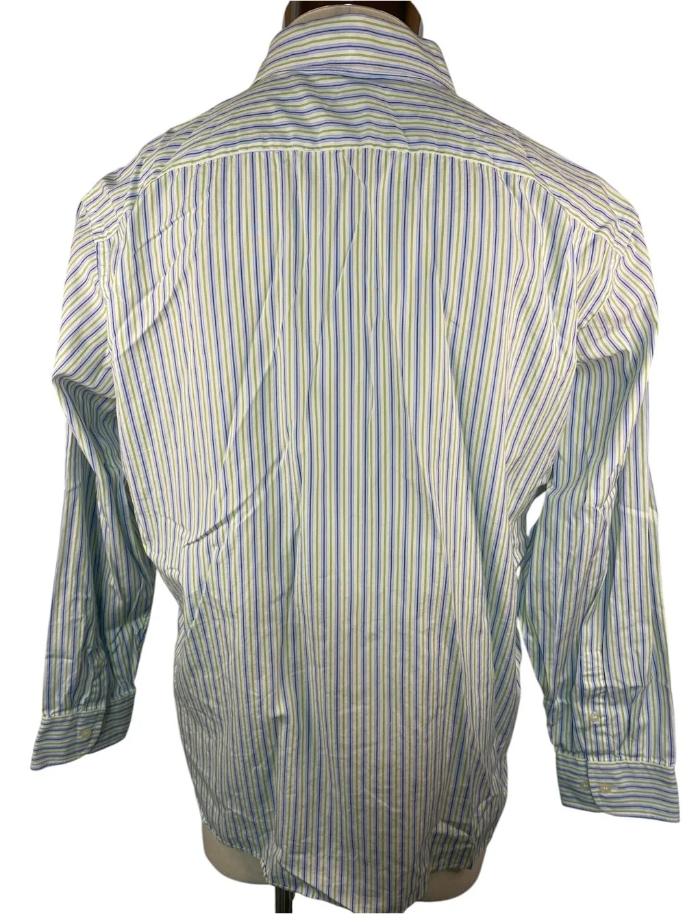 J. Crew Men's Striped Button-Down Shirt in Light Blue and Green XL